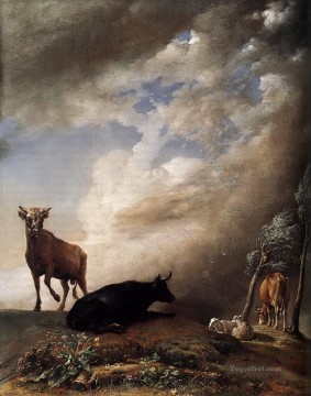 Cattle Cow Bull Painting - European bull in dark sky